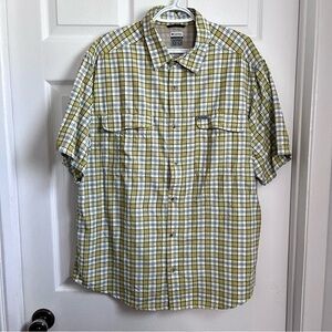 3/25$💥 Columbia Titanium shirt plaid short sleeve men yellow white XL buttons